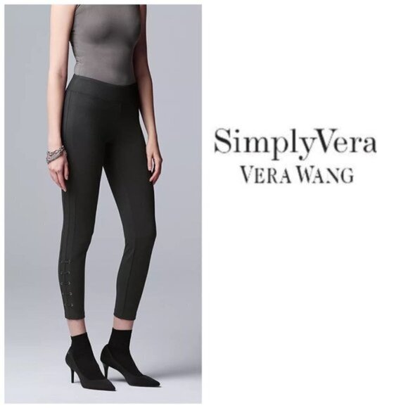 Simply Vera Wang Womens Black High Rise Knit Lace Up Leggings Plus Sz XXL New - Picture 7 of 8